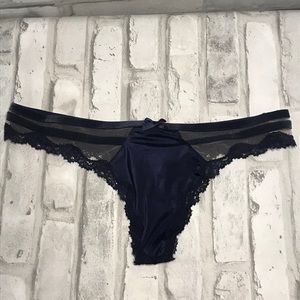 NWT Victoria’s Secret Blue Velvet and Lace Thong